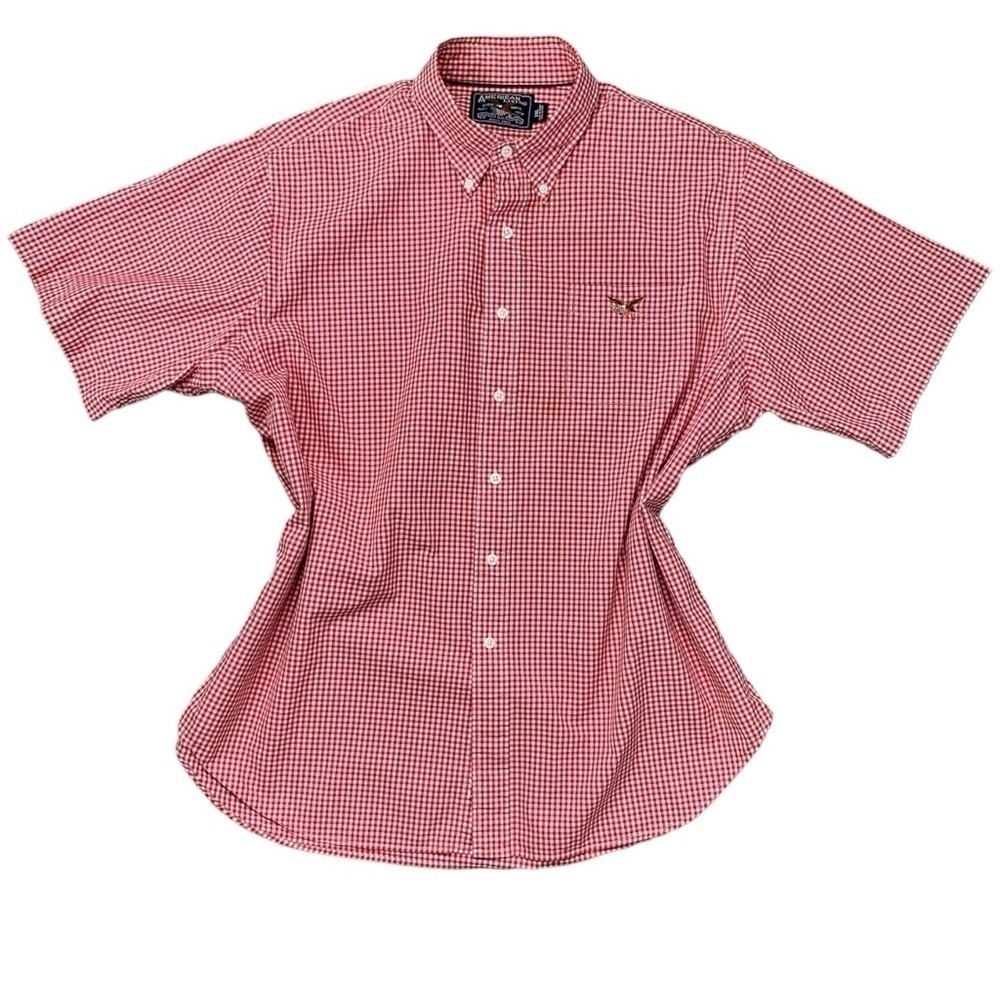 American Living Mens Cotton Checked‎ Button Down Shirt 2XL Red #122L